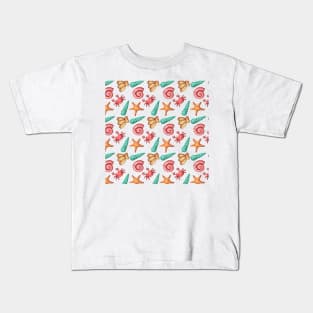 Cute Beach Nature with Coral Starfish and Crab Ocean Summer Gift Kids T-Shirt